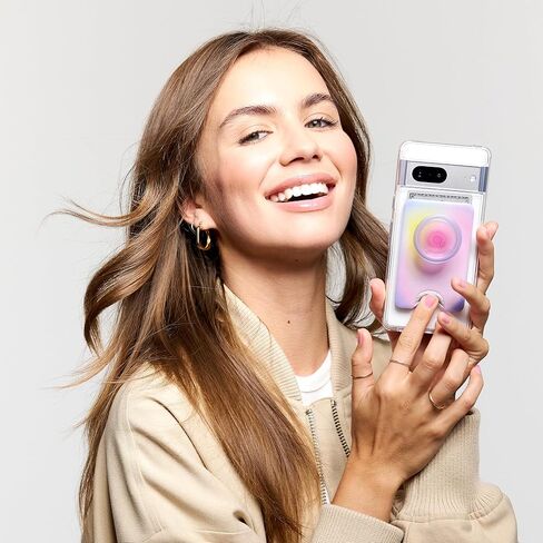 PopSockets Phone Wallet with Expanding Grip and Adapter Ring for MagSafe, Phone Card Holder, Wireless Charging Compatible, Wallet Compatible with MagSafe - All Smiles in Kuwait