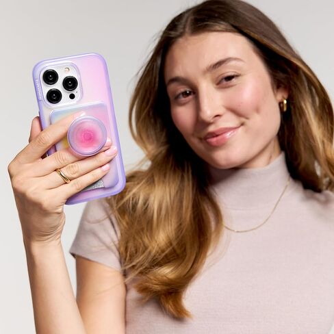 PopSockets Phone Wallet with Expanding Grip and Adapter Ring for MagSafe, Phone Card Holder, Wireless Charging Compatible, Wallet Compatible with MagSafe - All Smiles in Kuwait