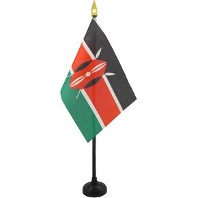 AZ FLAG Kenya Table Flag 4'' x 6'' - Kenyan Desk Flag 15 x 10 cm - Golden Spear top