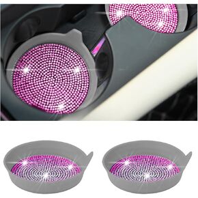 Bling Car Cup Coaster, 4 Pack Universal Vehicle Anti-Slip Cup Holder Insert Coasters, Crystal Rhinestone Silicone Shockproof Drink Mat, Car Interior Accessories Gift for Women Girls (Blue)