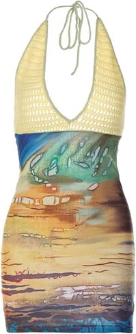 Women Floral Mini Dress Bohemian Spaghetti Strap Sleeveless Bodycon A-Line Dress Short Cami Swing Dress Clubwear Y2K in Kuwait