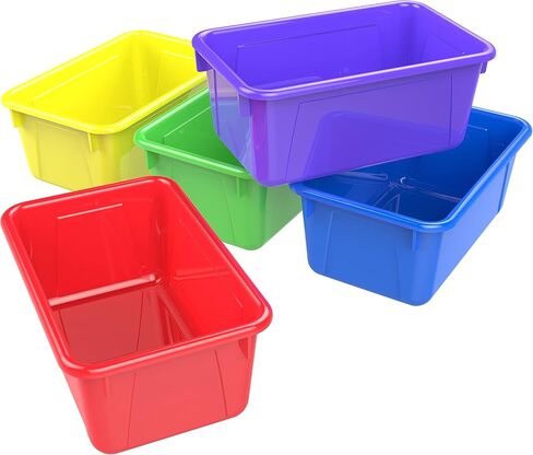 Storex Small Cubby Bins – Plastic Storage Containers for Classroom, 12.2 x 7.8 x 5.1 inches, Class Blue, 5-Pack (62416A05C) in Saudi Arabia