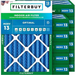 مرشح هواء Filterbuy 14x14x1 MERV 13 Optimal Defense (12 حزمة)، استبدال مرشحات هواء فرن HVAC AC المطوية (الحجم الفعلي: 13.75 × 13.75 × 0.75 بوصة) in Kuwait