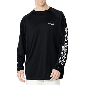 Columbia Men's Terminal Tackle Long Sleeve Shirt, Black/Cool Grey Logo, 3X Tall
