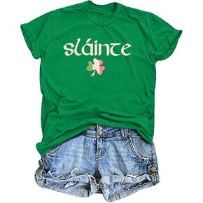 St. Patrick's Day Shirts for Women Shamrock T Shirt St. Paddys Day Lucky Green Clover Short Sleeve Tops