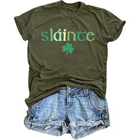 St. Patrick's Day Shirts for Women Shamrock T Shirt St. Paddys Day Lucky Green Clover Short Sleeve Tops