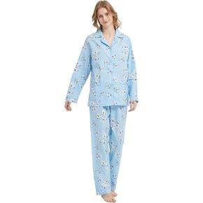 amaxer Women's 100% Cotton Pajama Set Short/Long Sleeved Pants/Shorts Soft Button PJs Elastic Drawstring Waist Sleepwear in Kuwait