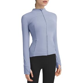 Gacaky Women's Slim Fit Workout Running Track Jackets Full Zip-up Yoga Athletic Jacket with Thumb Holes