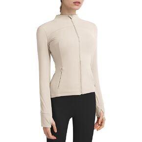 Gacaky Women's Slim Fit Workout Running Track Jackets Full Zip-up Yoga Athletic Jacket with Thumb Holes