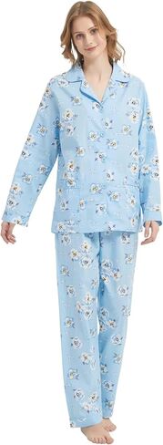 amaxer Women's 100% Cotton Pajama Set Short/Long Sleeved Pants/Shorts Soft Button PJs Elastic Drawstring Waist Sleepwear in Kuwait
