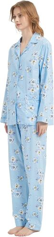 amaxer Women's 100% Cotton Pajama Set Short/Long Sleeved Pants/Shorts Soft Button PJs Elastic Drawstring Waist Sleepwear in Kuwait