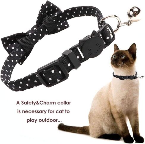 Cat Collar Breakaway with Bell and Bow Tie, Plaid Design Adjustable Safety Kitty Kitten Collars(6.8-10.8in) (Christmas Green) in Kuwait