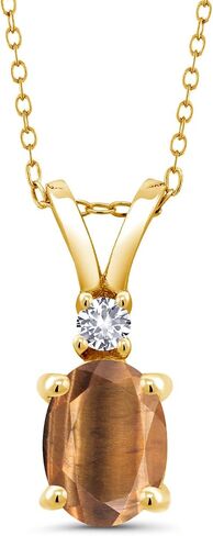 Gem Stone King 1.05 Ct Peach Morganite White Created Sapphire 18K Yellow Gold Plated Silver Pendant with Chain in Saudi Arabia