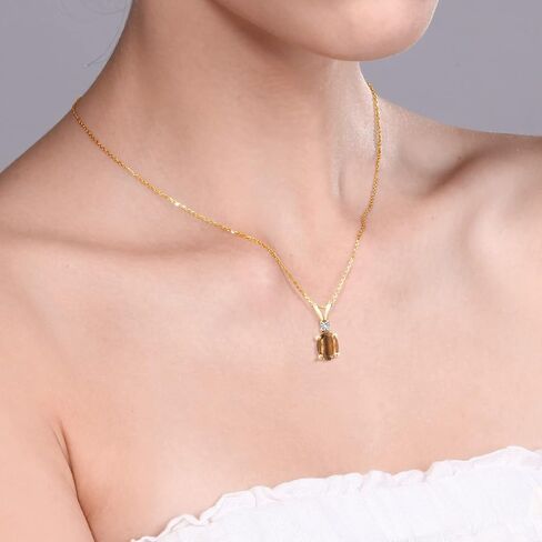 Gem Stone King 1.05 Ct Peach Morganite White Created Sapphire 18K Yellow Gold Plated Silver Pendant with Chain in Saudi Arabia
