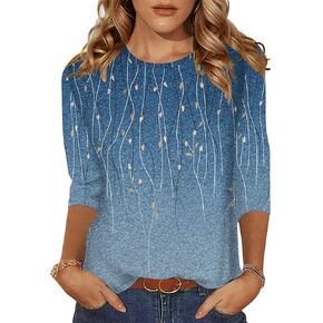 Zeagoo Women's Casual 3/4 Sleeve T-Shirts Round Neck Cute Tunic Tops Basic Tees Blouses Loose Fit Business Work Tee Top