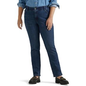 Lee Women's Size Ultra Lux Comfort with Flex Motion Straight Leg Jean, Midnight Bloom, 24 Plus Petite