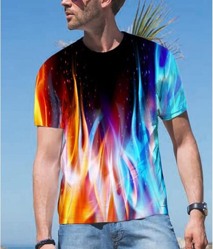 Hgvoetty Unisex 3D Print Shirts Colorful Space Graphic Tees for Men Women Teens in Kuwait