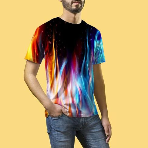 Hgvoetty Unisex 3D Print Shirts Colorful Space Graphic Tees for Men Women Teens in Kuwait