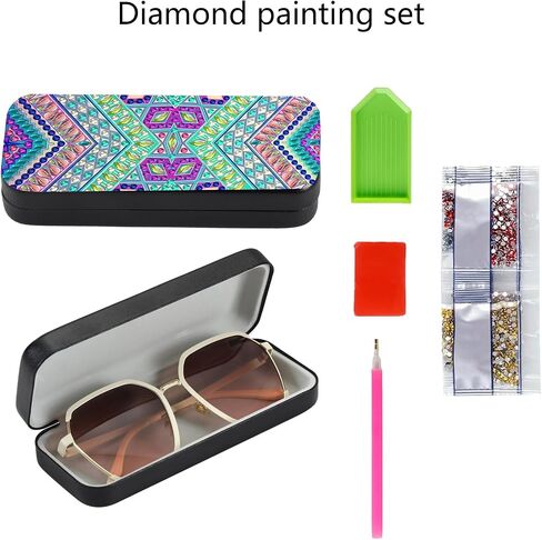 Diamond Art Kits Eyeglass Case for Women DIY PU Leather Sunglasses Case (6.3 X 2.1 X 1.4 Inches) in Kuwait