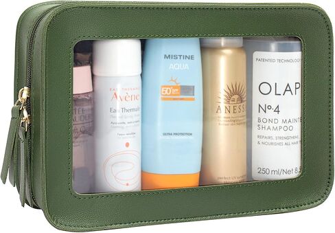 Clear Makeup Bags, TSA Approved Toiletry Bag with Zipper, Clear Makeup Organizer Fit Carry-on Travel Car Accessories Essentials,Portable Travel Small Pouch for Women Men (Black) in Saudi Arabia