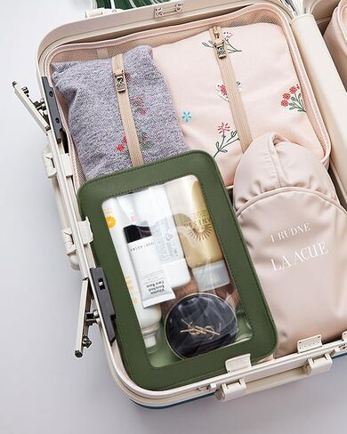 Clear Makeup Bags, TSA Approved Toiletry Bag with Zipper, Clear Makeup Organizer Fit Carry-on Travel Car Accessories Essentials,Portable Travel Small Pouch for Women Men (Black) in Saudi Arabia