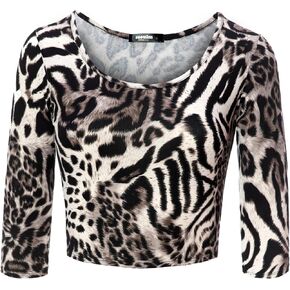 SSOULM Women's 3/4 Sleeve Scoop Neck Cotton Slim Fit Crop Top (S-1XL) in Kuwait