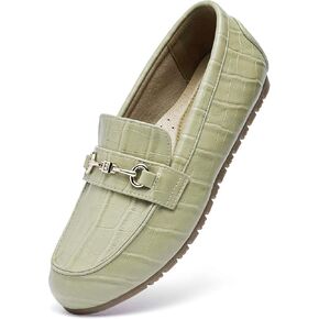 Women's Wide Loafers Casual Slip on Flat Shoes Women's Comfort Penny Loafers with Arch Support Women Dressy Moccasins