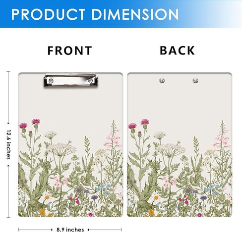 Britimes Clipboard Decorative Office School Hardboard Wood Nursing Clip Board and Pull for Standard A4 Letter Size Summer Mint Green Plant Tree 12.6" X 8.9" in Kuwait