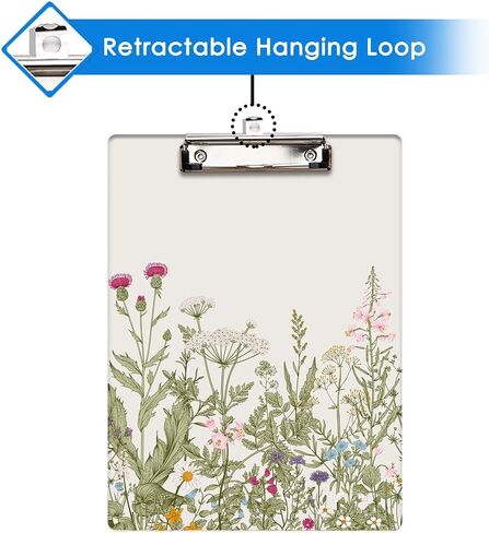 Britimes Clipboard Decorative Office School Hardboard Wood Nursing Clip Board and Pull for Standard A4 Letter Size Summer Mint Green Plant Tree 12.6" X 8.9" in Kuwait