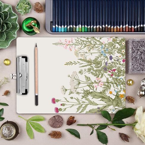 Britimes Clipboard Decorative Office School Hardboard Wood Nursing Clip Board and Pull for Standard A4 Letter Size Summer Mint Green Plant Tree 12.6" X 8.9" in Kuwait