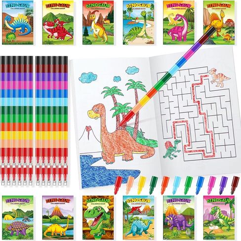 BenLouis 24 Unicorn Mini Coloring Books Kids with 24 Stacking Crayons Rainbow Party Favors Activity Books Bulk for Kids Unicorn Birthday Goodie Bag Gift Stuffer Classroom Reward in Kuwait