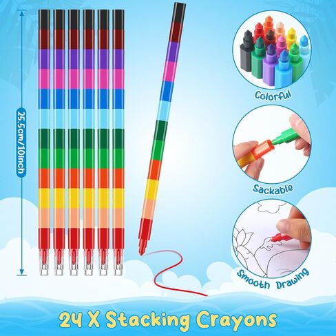 BenLouis 24 Unicorn Mini Coloring Books Kids with 24 Stacking Crayons Rainbow Party Favors Activity Books Bulk for Kids Unicorn Birthday Goodie Bag Gift Stuffer Classroom Reward in Kuwait