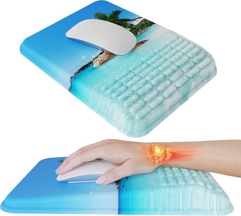 MEKASS Mouse Pad with Wrist Rest, Ergonomic Slope Mousepad for Carpal Tunnel Pain Relief, Memory Foam Desk Computer Wrist Support Mouse Pad with Non-Slip PU Base for Office Home (Dark Blue) in Kuwait