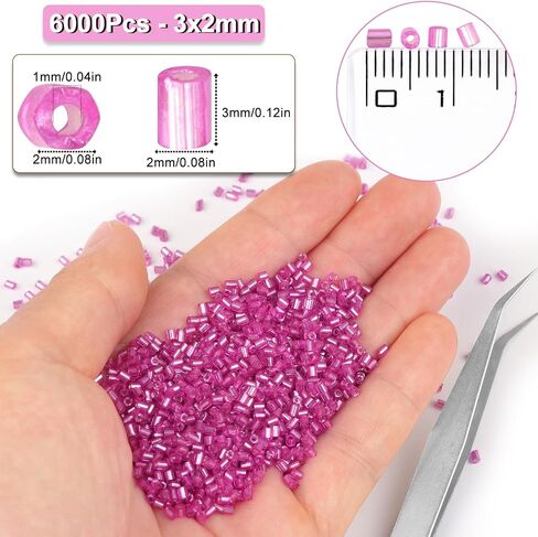 6000pcs Bugle Beads, Black Embroidery Tube Beads for Jewelry Making, Small Short Beads for Craft DIY Bracelet Necklaces Supplies, 3x2mm in Saudi Arabia