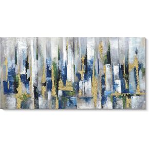 لوحات المناظر الطبيعية لديكورات الجدران: لوحات مصنوعة يدويًا 100% ثلاثية الأبعاد لغرفة النوم، لوحات جدارية تجريدية، لوحات جدارية قماشية كبيرة لغرفة المعيشة، جاهزة للتعليق مقاس 24 × 48 بوصة in Kuwait