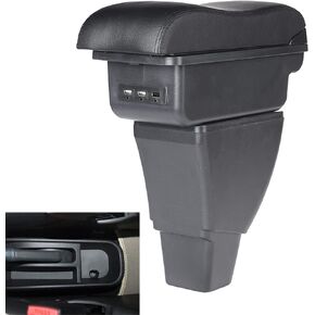 Armrest Box for Toyota bB Scion xB 2004 2005 2006 Automotive Accessories Storage Leather Car Center Console with Charging 3 USB Ports Built-in LED Light (Black with Black Thread)