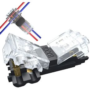 Low Voltage Wire Connector No Wire-Stripping Required T Type 2 Pin Wire Splice Connectors for Lighting Toy Audio Vehicle Audio Automotive Video Uses (JXB-T2 25pcs)