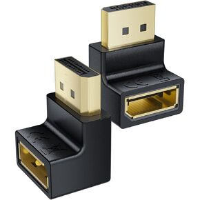BolAAzuL Displayport 1.4 Adapter 90 Degree DP Converter UP&Down, 8K/60Hz Right Angle DP Displayport Cable Adapter Connector 4K/144Hz DP1.2 Compatible DP Male to Female Angled Extension Saver- 2Pack