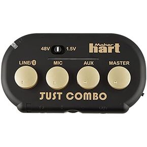 Maker hart Just Combo - Podcast mini 3 Channel audio mixer with Stereo/Bluetooth/Mic with microphone power Input, 2 outputs & USB Audio out, Easy for Video conference
