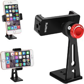 Phone Holder for Tripod, Metal Cellphone Tripod Adapter 360 Degree Rotation Vertical Video Smartphone Bracket Clip Compatible with iPhone X XS XR 8 Samsung Galaxy S10 S9+ Huawei (Black C18)