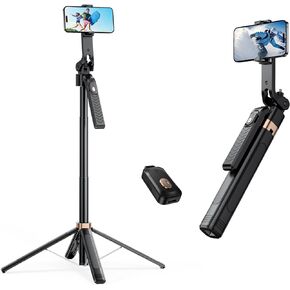 70" Auto Face Tracking Tripod, Extendable 360 Rotation Phone Tripod & Selfie Stick with Wireless Remote and Phone Holder, Selfie Stick Tripod Compatible with 4''-7'' iPhone and Android