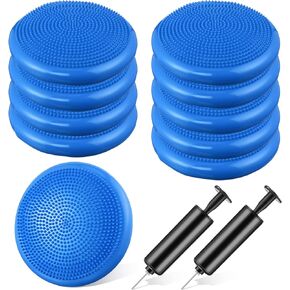 Leitee 10 Pcs Inflated Wobble Cushion Balance Disc Wiggle Seat with Needle Pump Adult Kids Sensory Balance Cushion for Exercise Fitness Yoga Strengthen Core Stability Physical Therapy Home School in Kuwait