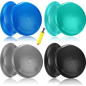 Sotiff 4 Pcs Wiggle Seat Flexible Inflated Wobble Cushion Stability Balance Pad Balance Disc Sensory Seat for Kids Men Women Physical Therapy Fitness Exercise Home School 13.4 Inch