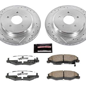 Power Stop K1563-26 Rear Z26 Carbon Fiber Brake Pads with Drilled & Slotted Brake Rotors Kit