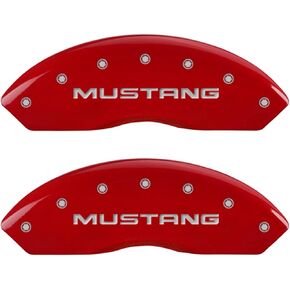 MGP Caliper Covers 10095SMPYBK Black Brake Covers Engraved with Silver Mustang/Pony Logo (Set of 4)