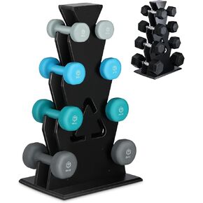 حامل دمبل خشبي من 4 طبقات - تصميم مدمج على شكل حرف A لتخزين وتنظيم الدمبل في صالة الألعاب الرياضية المنزلية in Kuwait