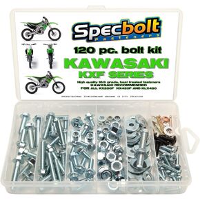 120pc Specbolt Kawasaki KXF 250 450 Four Stroke Bolt Kit for Maintenance & Restoration of MX Dirtbike OEM Spec Fastener KX250F KX450F KXF250 KXF450