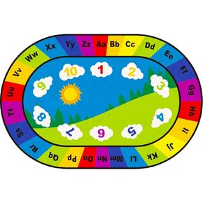 ABC Alphabet Number Classroom Rug Early Learning Kids Rug Carpet Educational Kids Carpet Playmat Rug Play Area Non Slip Baby Playroom Mat Oval for Daycare Toddler Room Preschool, 6 x 9 ft in Kuwait