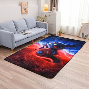 Meeting Story Gamer Gaming Area Rug Tie Dye Lightnings Gamepad Rug Games Console Action Buttons Print Carpet Indoor Floor Sofa Rugs for Kids Bedroom Living Room Game Room Decor(Red-Blue,5×8 Feet) in Kuwait