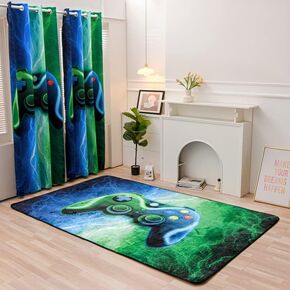 Meeting Story Gamer Gaming Area Rug Tie Dye Lightnings Gamepad Rug Games Console Action Buttons Print Carpet Indoor Floor Sofa Rugs for Kids Bedroom Living Room Game Room Decor(Red-Blue,5×8 Feet)
